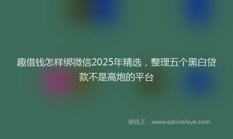 趣借钱怎样绑微信2025年精选，整理五个黑白贷款不是高炮的平台