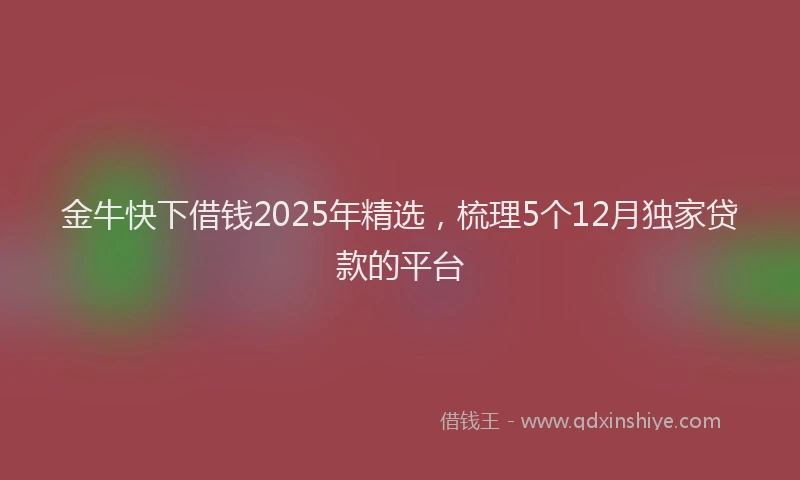 金牛快下借钱2025年精选，梳理5个12月独家贷款的平台