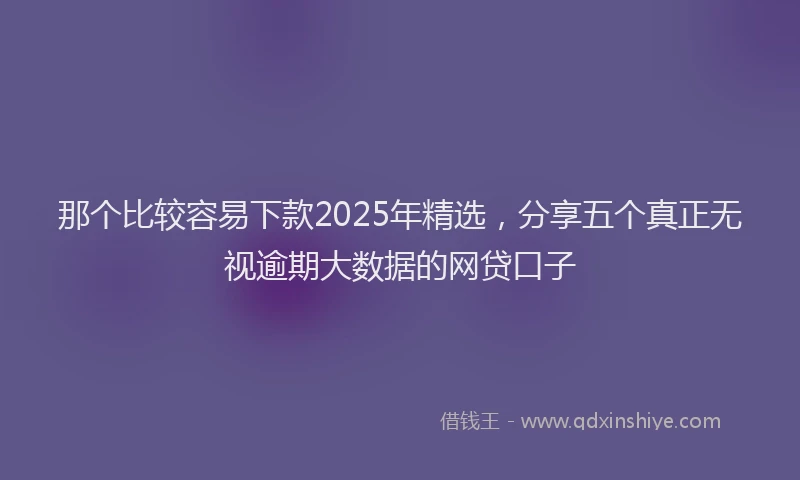 那个比较容易下款2025年精选，分享五个真正无视逾期大数据的网贷口子