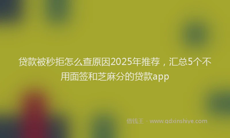 贷款被秒拒怎么查原因2025年推荐，汇总5个不用面签和芝麻分的贷款app