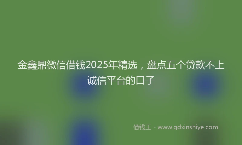金鑫鼎微信借钱2025年精选，盘点五个贷款不上诚信平台的口子
