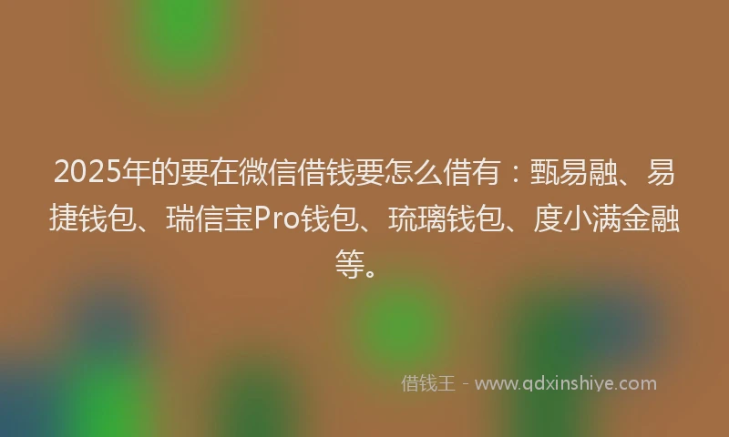 2025年的要在微信借钱要怎么借有：甄易融、易捷钱包、瑞信宝Pro钱包、琉璃钱包、度小满金融等。