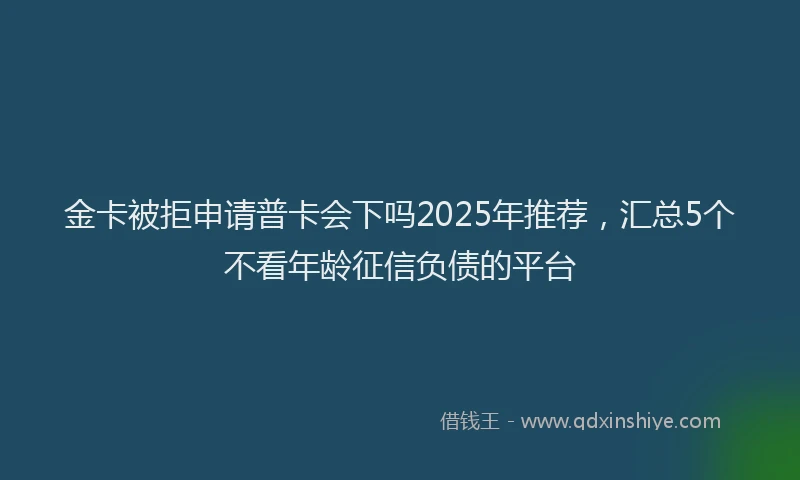 金卡被拒申请普卡会下吗2025年推荐，汇总5个不看年龄征信负债的平台