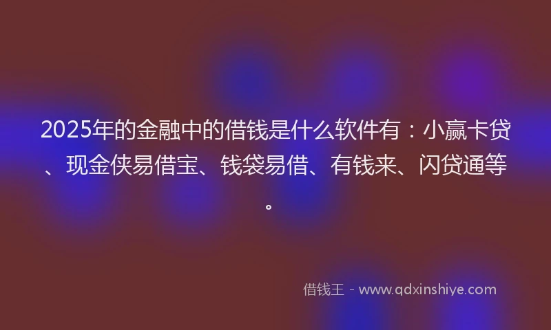 2025年的金融中的借钱是什么软件有：小赢卡贷、现金侠易借宝、钱袋易借、有钱来、闪贷通等。
