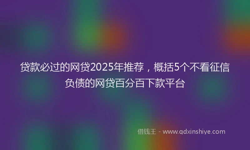 贷款必过的网贷2025年推荐，概括5个不看征信负债的网贷百分百下款平台