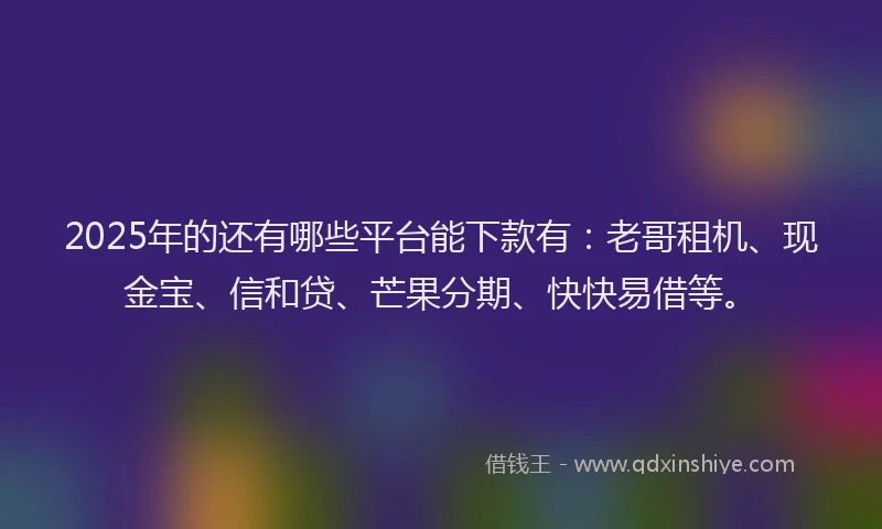 2025年的还有哪些平台能下款有：老哥租机、现金宝、信和贷、芒果分期、快快易借等。