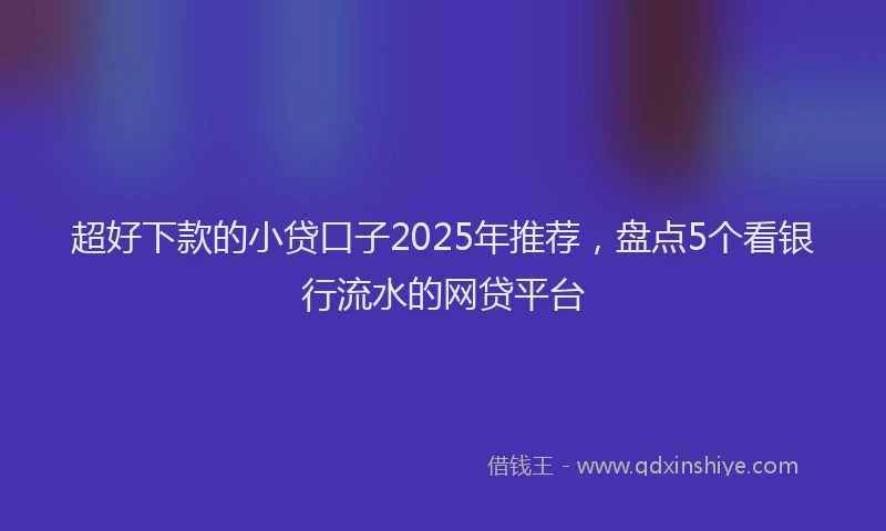 超好下款的小贷口子2025年推荐，盘点5个看银行流水的网贷平台