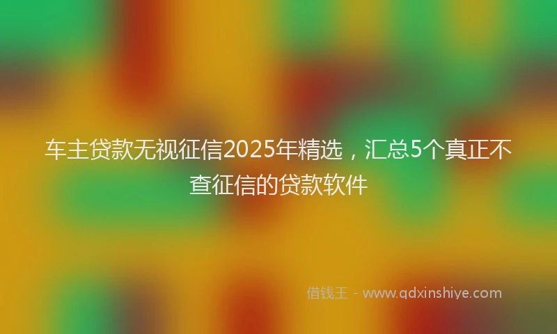 车主贷款无视征信2025年精选，汇总5个真正不查征信的贷款软件
