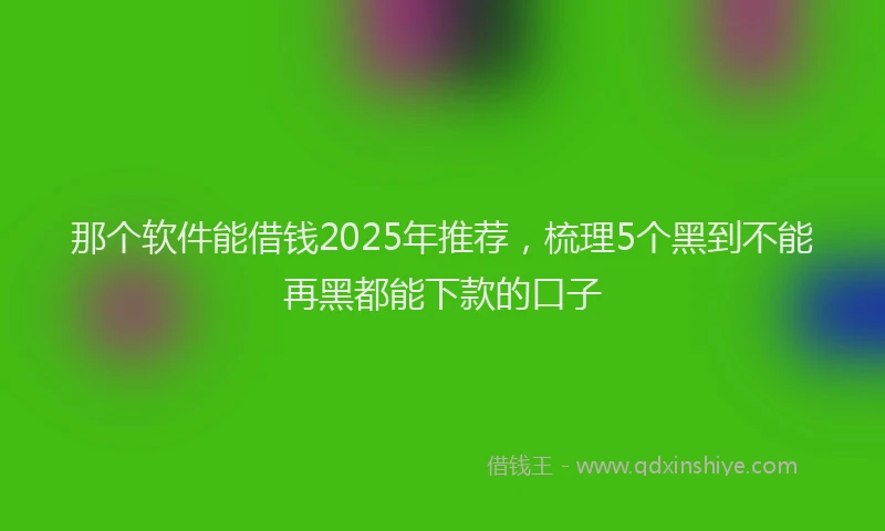 那个软件能借钱2025年推荐，梳理5个黑到不能再黑都能下款的口子