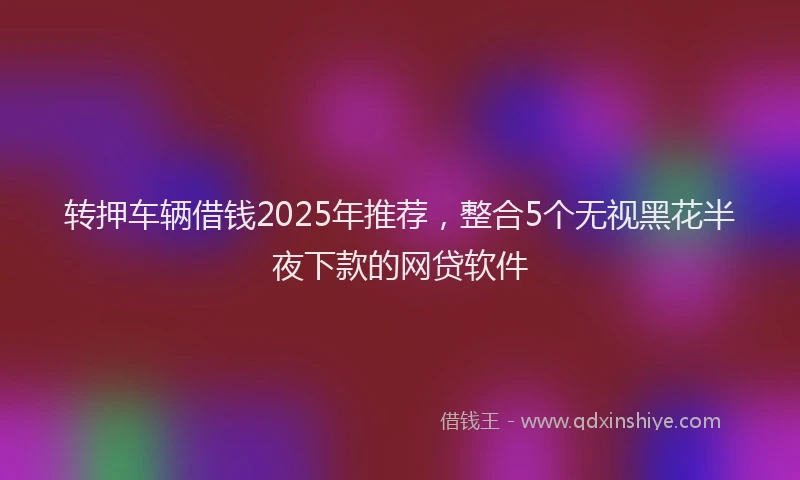 转押车辆借钱2025年推荐，整合5个无视黑花半夜下款的网贷软件