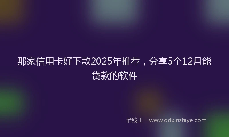 那家信用卡好下款2025年推荐，分享5个12月能贷款的软件