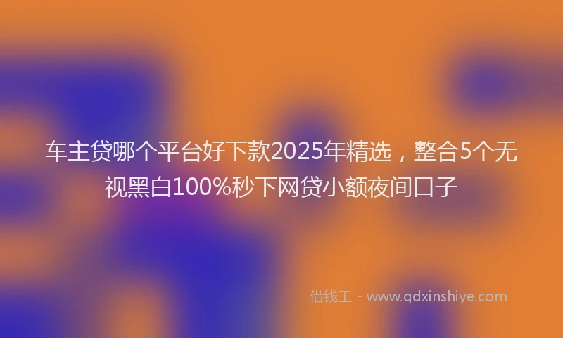 车主贷哪个平台好下款2025年精选，整合5个无视黑白100%秒下网贷小额夜间口子
