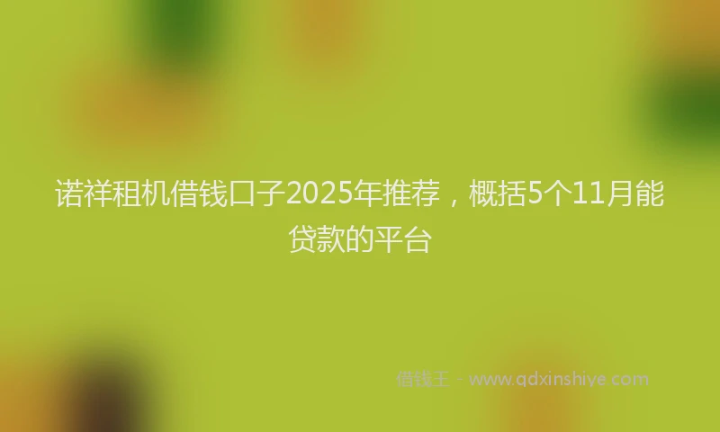 诺祥租机借钱口子2025年推荐，概括5个11月能贷款的平台