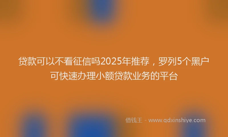 贷款可以不看征信吗2025年推荐，罗列5个黑户可快速办理小额贷款业务的平台