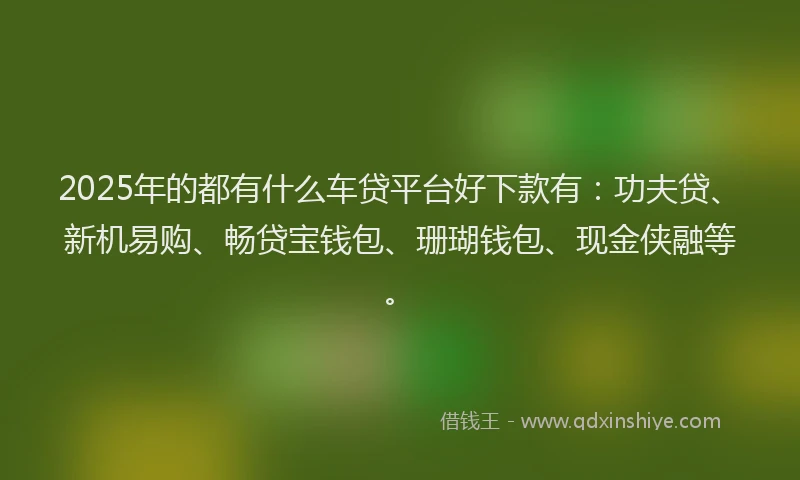 2025年的都有什么车贷平台好下款有：功夫贷、新机易购、畅贷宝钱包、珊瑚钱包、现金侠融等。