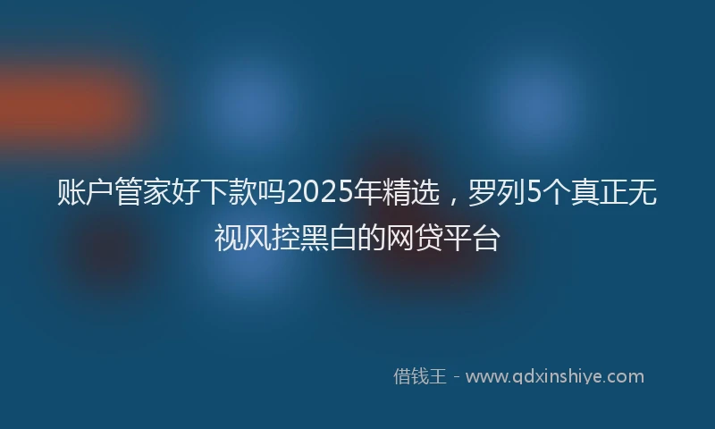 账户管家好下款吗2025年精选，罗列5个真正无视风控黑白的网贷平台