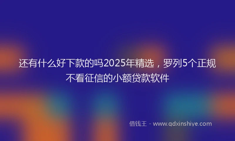 还有什么好下款的吗2025年精选，罗列5个正规不看征信的小额贷款软件