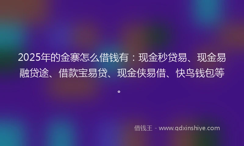 2025年的金寨怎么借钱有：现金秒贷易、现金易融贷途、借款宝易贷、现金侠易借、快鸟钱包等。