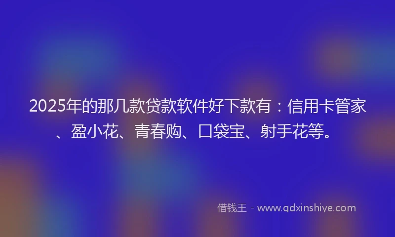 2025年的那几款贷款软件好下款有：信用卡管家、盈小花、青春购、口袋宝、射手花等。