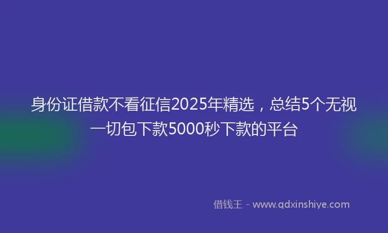 身份证借款不看征信2025年精选，总结5个无视一切包下款5000秒下款的平台