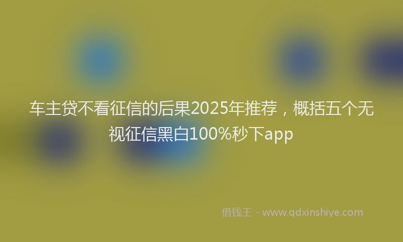 车主贷不看征信的后果2025年推荐，概括五个无视征信黑白100%秒下app