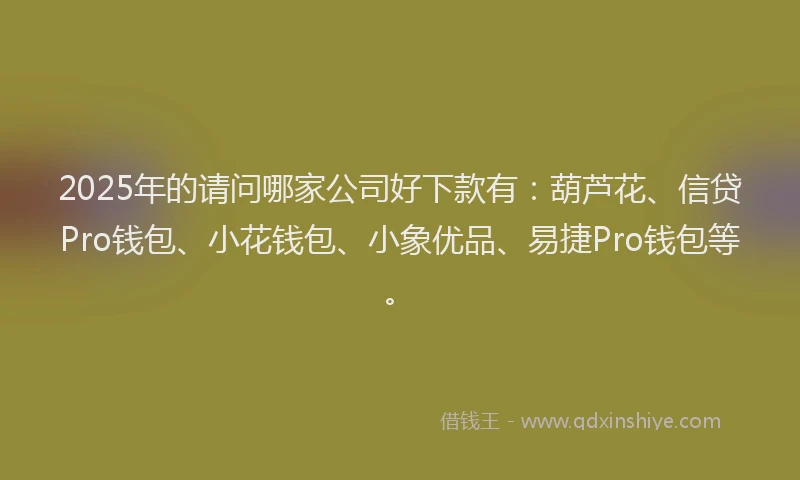 2025年的请问哪家公司好下款有：葫芦花、信贷Pro钱包、小花钱包、小象优品、易捷Pro钱包等。