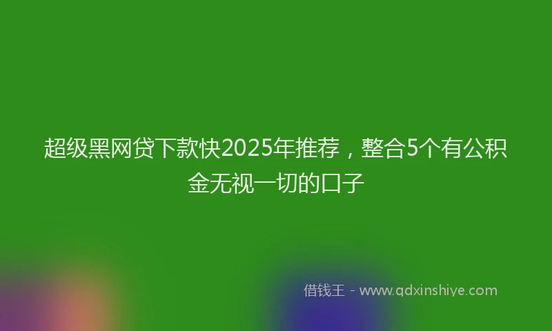 超级黑网贷下款快2025年推荐，整合5个有公积金无视一切的口子