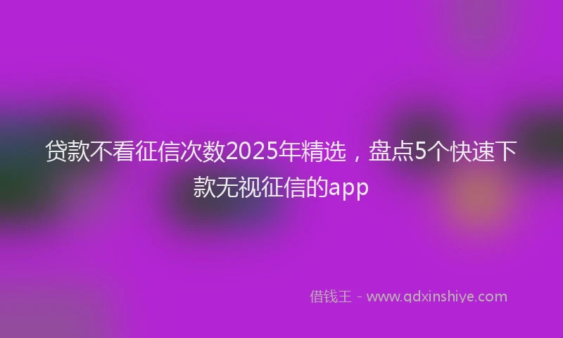 贷款不看征信次数2025年精选，盘点5个快速下款无视征信的app