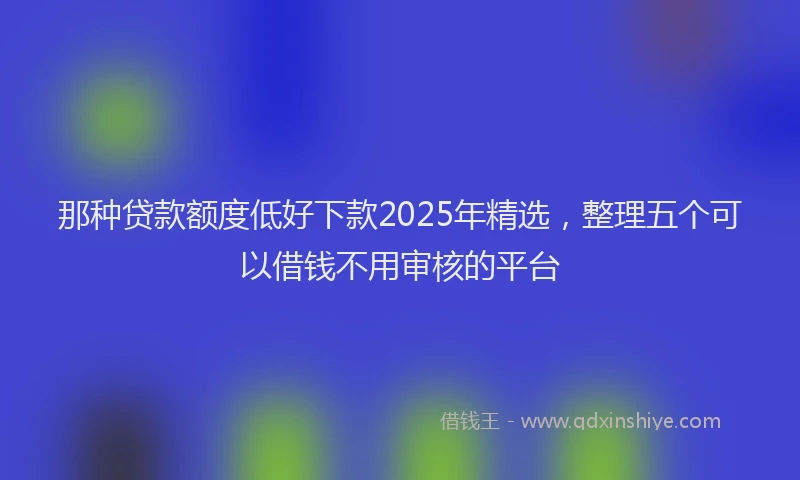 那种贷款额度低好下款2025年精选，整理五个可以借钱不用审核的平台