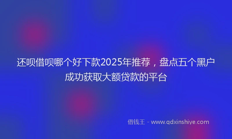 还呗借呗哪个好下款2025年推荐，盘点五个黑户成功获取大额贷款的平台