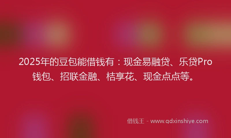 2025年的豆包能借钱有：现金易融贷、乐贷Pro钱包、招联金融、桔享花、现金点点等。