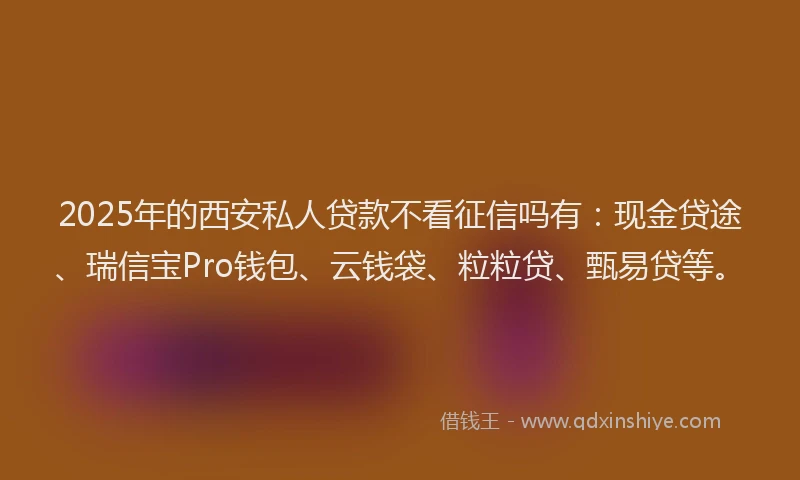 2025年的西安私人贷款不看征信吗有：现金贷途、瑞信宝Pro钱包、云钱袋、粒粒贷、甄易贷等。