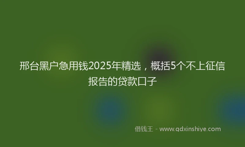 邢台黑户急用钱2025年精选，概括5个不上征信报告的贷款口子
