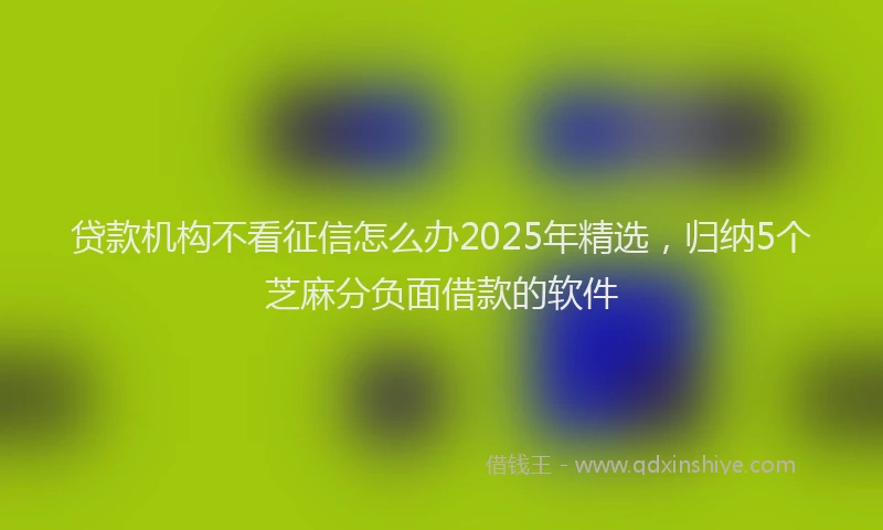 贷款机构不看征信怎么办2025年精选，归纳5个芝麻分负面借款的软件