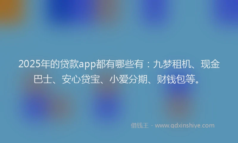 2025年的贷款app都有哪些有：九梦租机、现金巴士、安心贷宝、小爱分期、财钱包等。