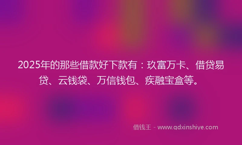 2025年的那些借款好下款有：玖富万卡、借贷易贷、云钱袋、万信钱包、疾融宝盒等。