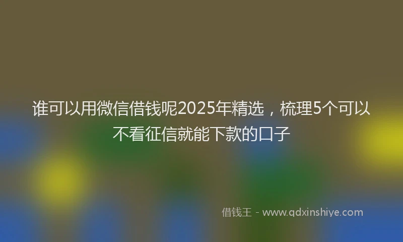 谁可以用微信借钱呢2025年精选，梳理5个可以不看征信就能下款的口子