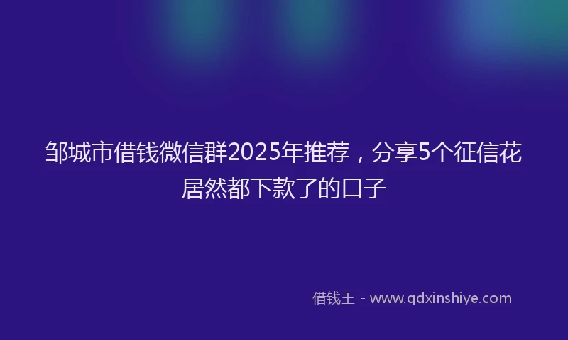 邹城市借钱微信群2025年推荐，分享5个征信花居然都下款了的口子