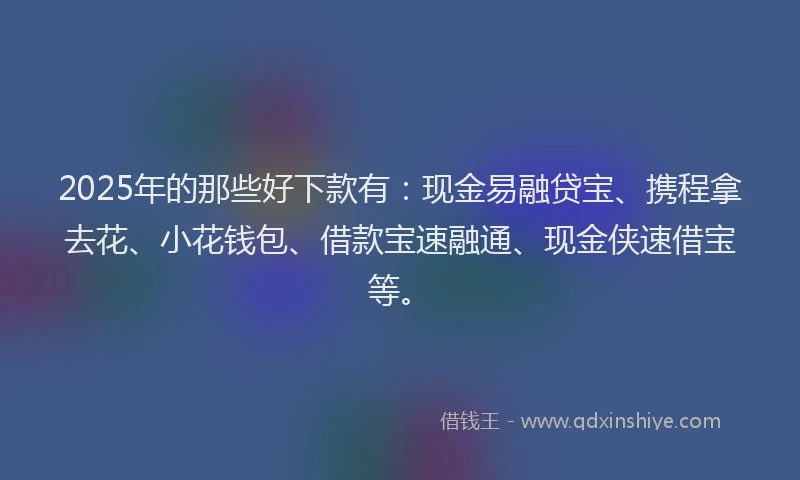2025年的那些好下款有：现金易融贷宝、携程拿去花、小花钱包、借款宝速融通、现金侠速借宝等。