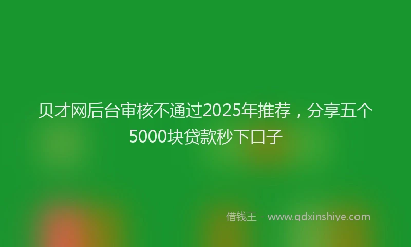 贝才网后台审核不通过2025年推荐，分享五个5000块贷款秒下口子
