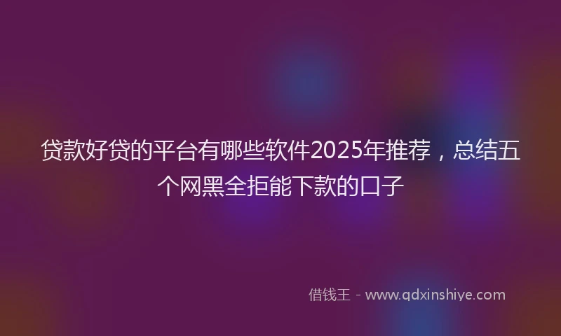 贷款好贷的平台有哪些软件2025年推荐，总结五个网黑全拒能下款的口子