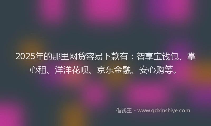 2025年的那里网贷容易下款有：智享宝钱包、掌心租、洋洋花呗、京东金融、安心购等。