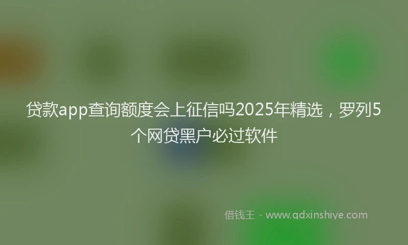 贷款app查询额度会上征信吗2025年精选，罗列5个网贷黑户必过软件
