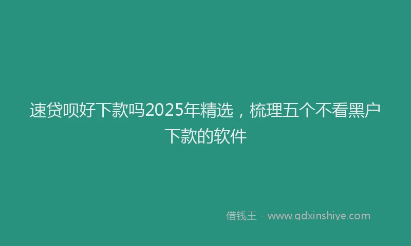 速贷呗好下款吗2025年精选，梳理五个不看黑户下款的软件