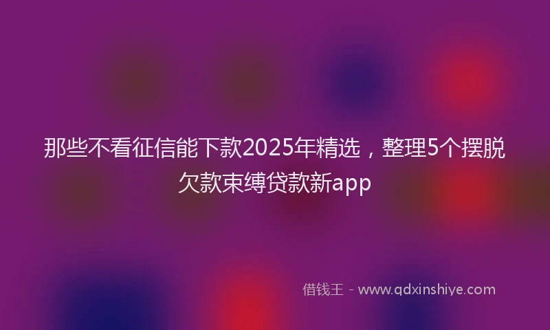 那些不看征信能下款2025年精选，整理5个摆脱欠款束缚贷款新app