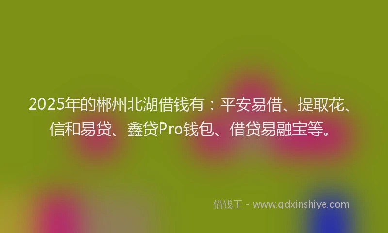 2025年的郴州北湖借钱有：平安易借、提取花、信和易贷、鑫贷Pro钱包、借贷易融宝等。