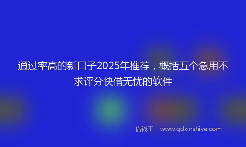 通过率高的新口子2025年推荐，概括五个急用不求评分快借无忧的软件