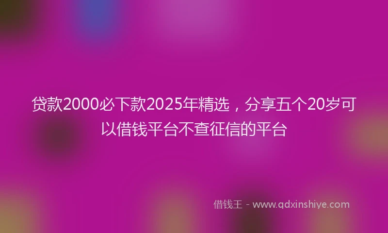 贷款2000必下款2025年精选，分享五个20岁可以借钱平台不查征信的平台
