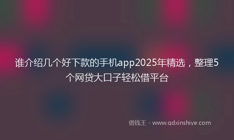 谁介绍几个好下款的手机app2025年精选，整理5个网贷大口子轻松借平台