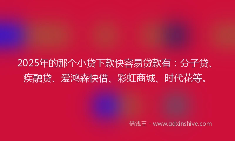 2025年的那个小贷下款快容易贷款有：分子贷、疾融贷、爱鸿森快借、彩虹商城、时代花等。